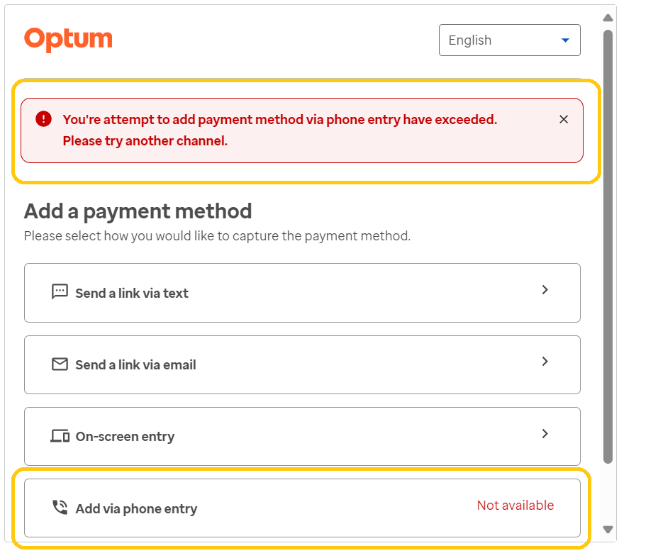 Failed attempts screen